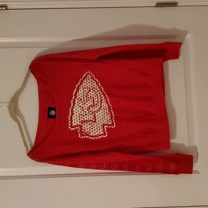 Kansas City Chiefs top. Long sleeve, size XL  Open weave requires a cami